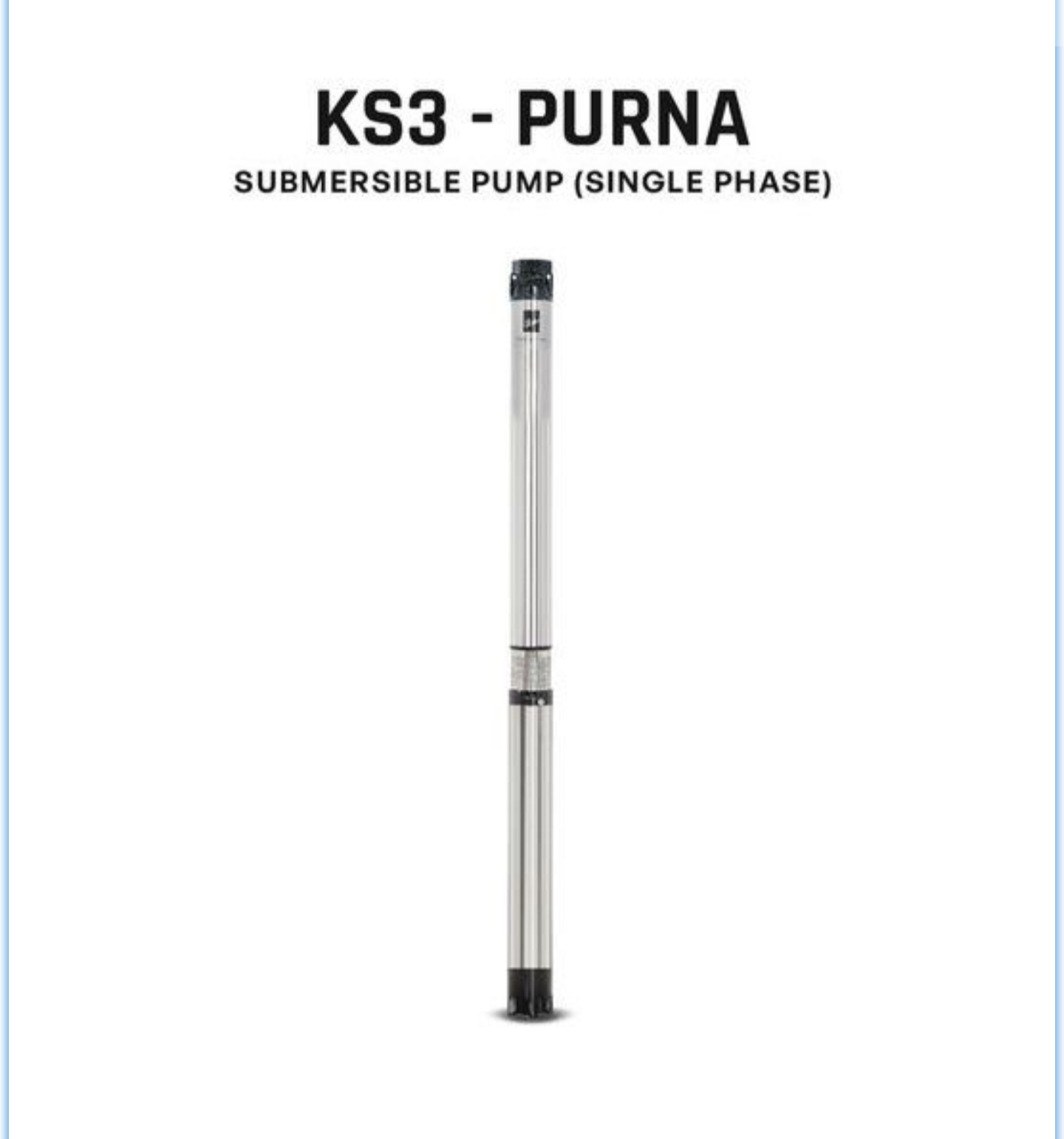 Kirsloskar Borewell Submersible Pump, KS3 PURNA 60-1010